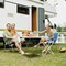 White Grey HDPE Round Folding Table Portable Outdoor Picnic Camping Table 600 lbs